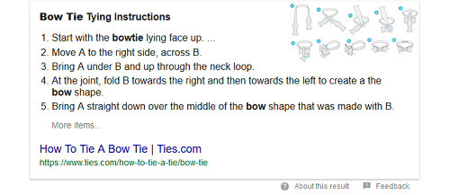 example of featured snippets list 